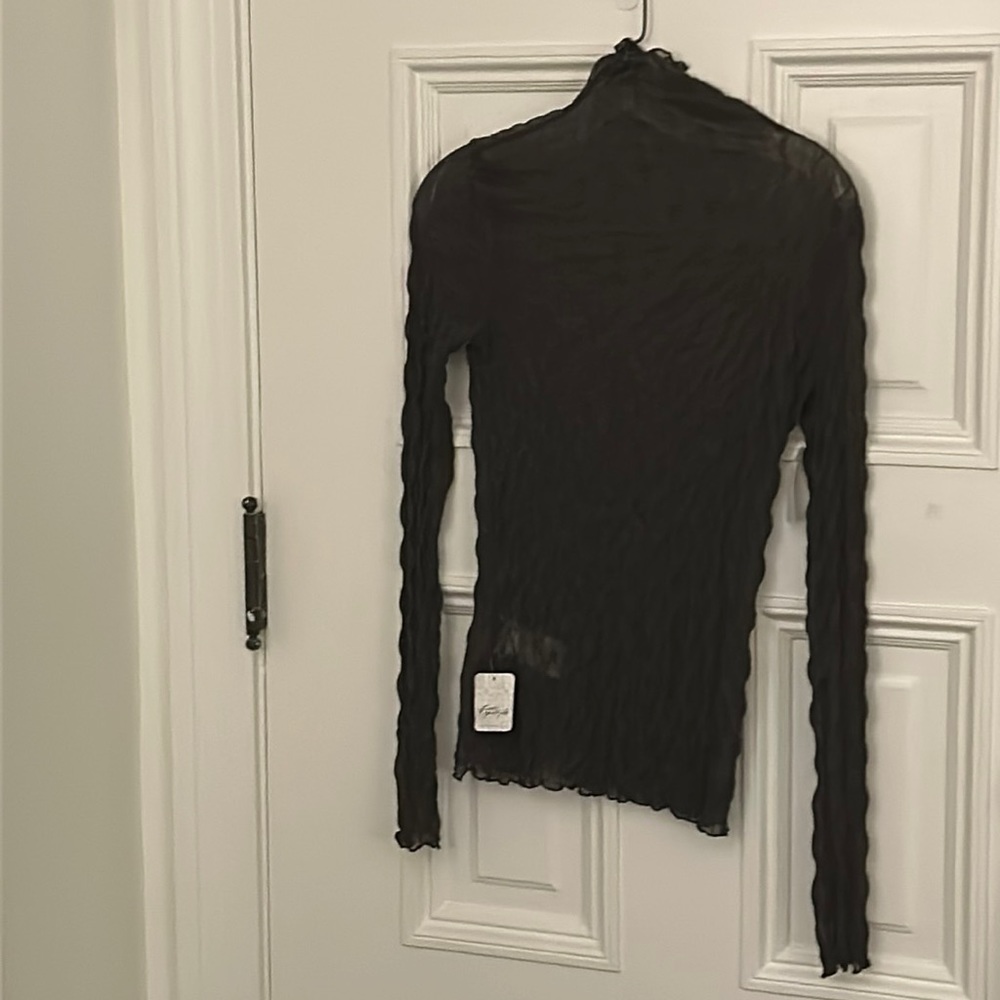 Brown Sheer Free People Top. Large, never worn, with tags